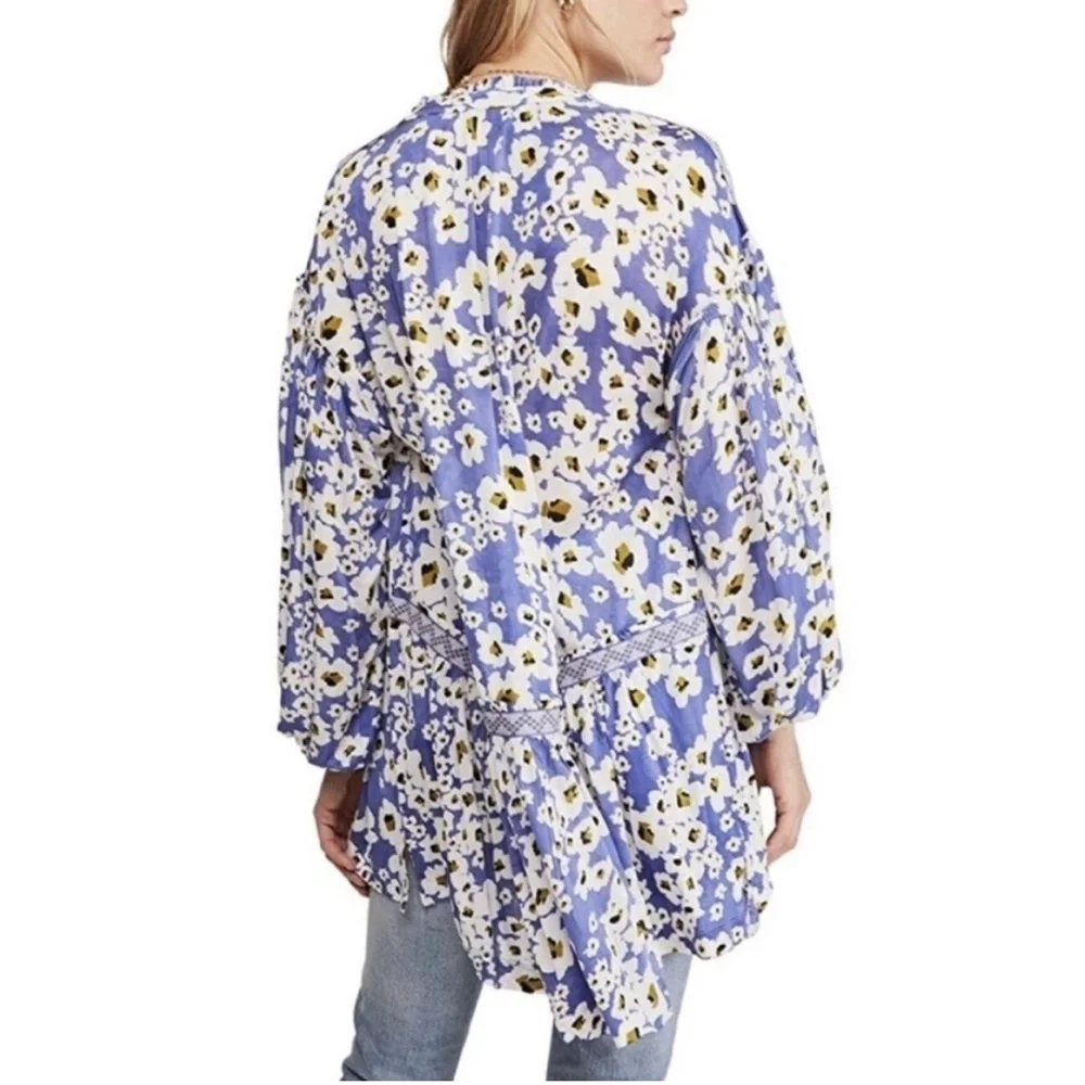 Free People Lavender Floral Long-Sleeve Tunic
